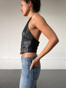 80S LEATHER HALTER TOP (M)