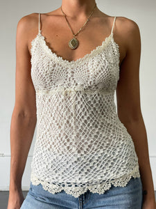 CREAM CROCHET TANK (L)