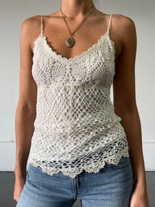 CREAM CROCHET TANK (L)