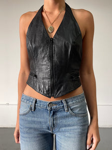 80S LEATHER HALTER TOP (M)