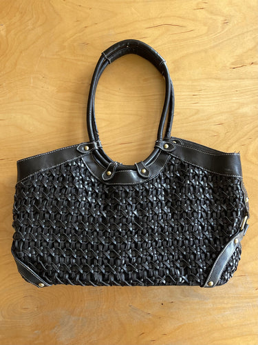 WOVEN LEATHER CARRYALL