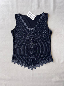 BLACK SPARKLE Y2K TOP (M)