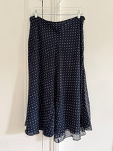 Load image into Gallery viewer, NAVY POLKA DOT MIDI SKIRT (W33”)