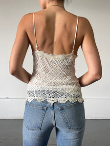 CREAM CROCHET TANK (L)