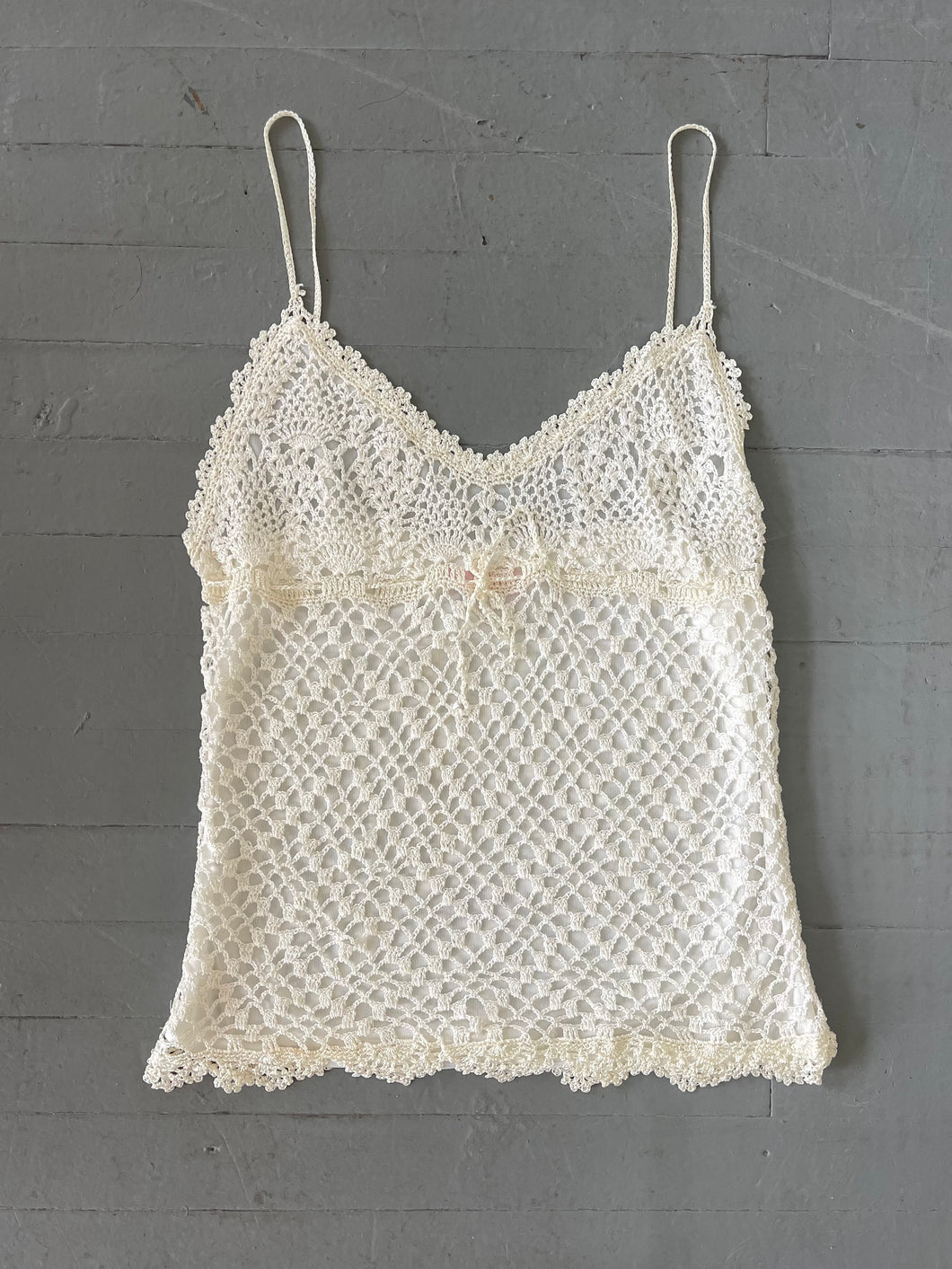 CREAM CROCHET TANK (L)