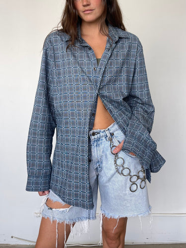 90S ILLUSION BUTTON DOWN (MENS L)