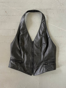 80S LEATHER HALTER TOP (M)